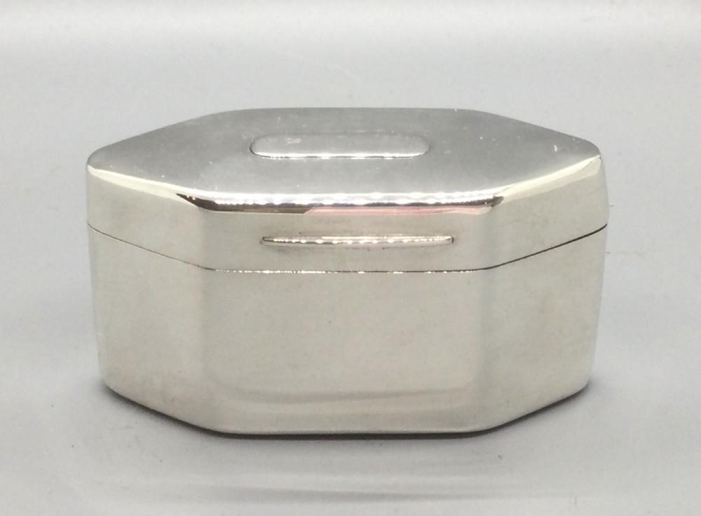 Asprey  silver hexagonal box London 1912 
