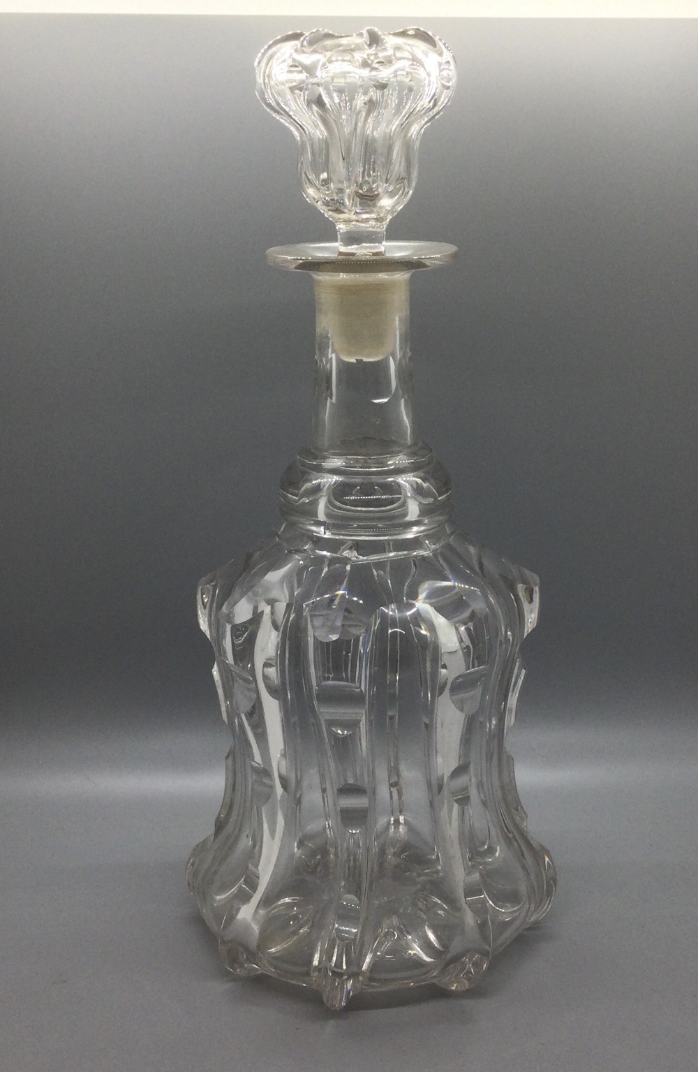 Mid 19thC cut lead crystal mallet decanter c1860
