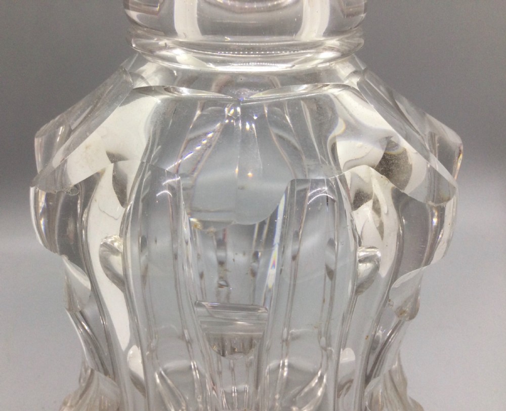 Mid 19thC cut lead crystal mallet decanter c1860 View IX