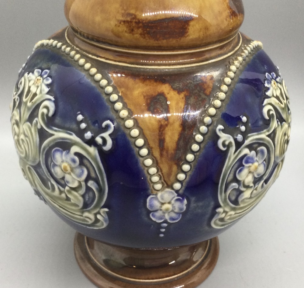 Late 19thC Royal Doulton Lambeth bottle neck vases c1895 View VII