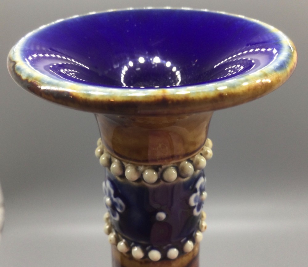 Late 19thC Royal Doulton Lambeth bottle neck vases c1895 View X