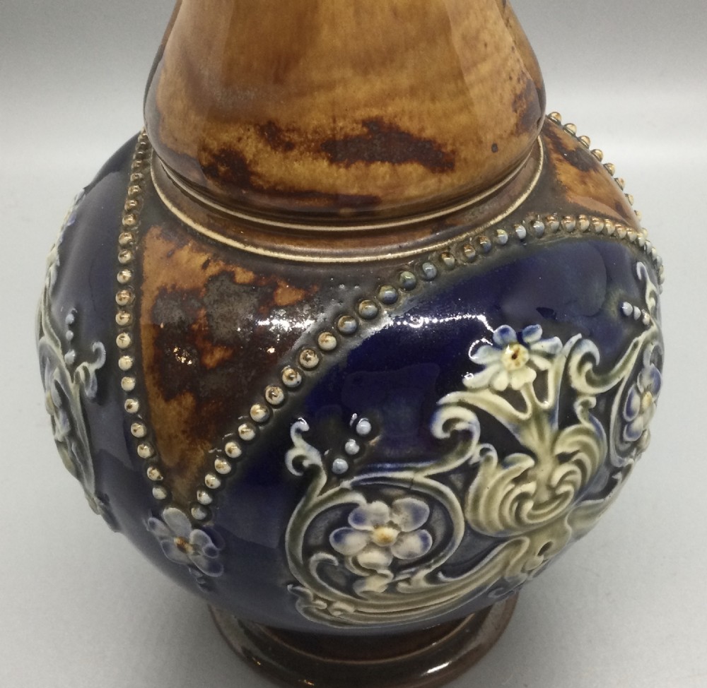 Late 19thC Royal Doulton Lambeth bottle neck vases c1895 View XIII