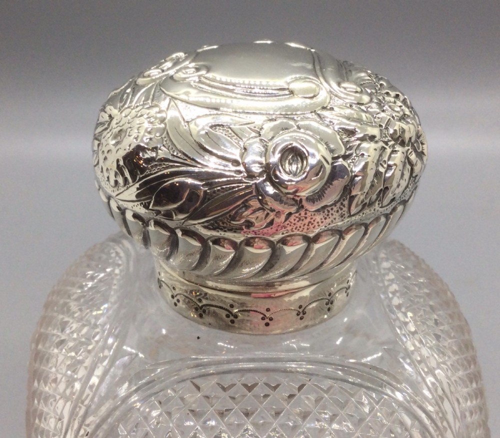 Late Victorian Silver mounted square scent bottle Birmingham 1889 View VII