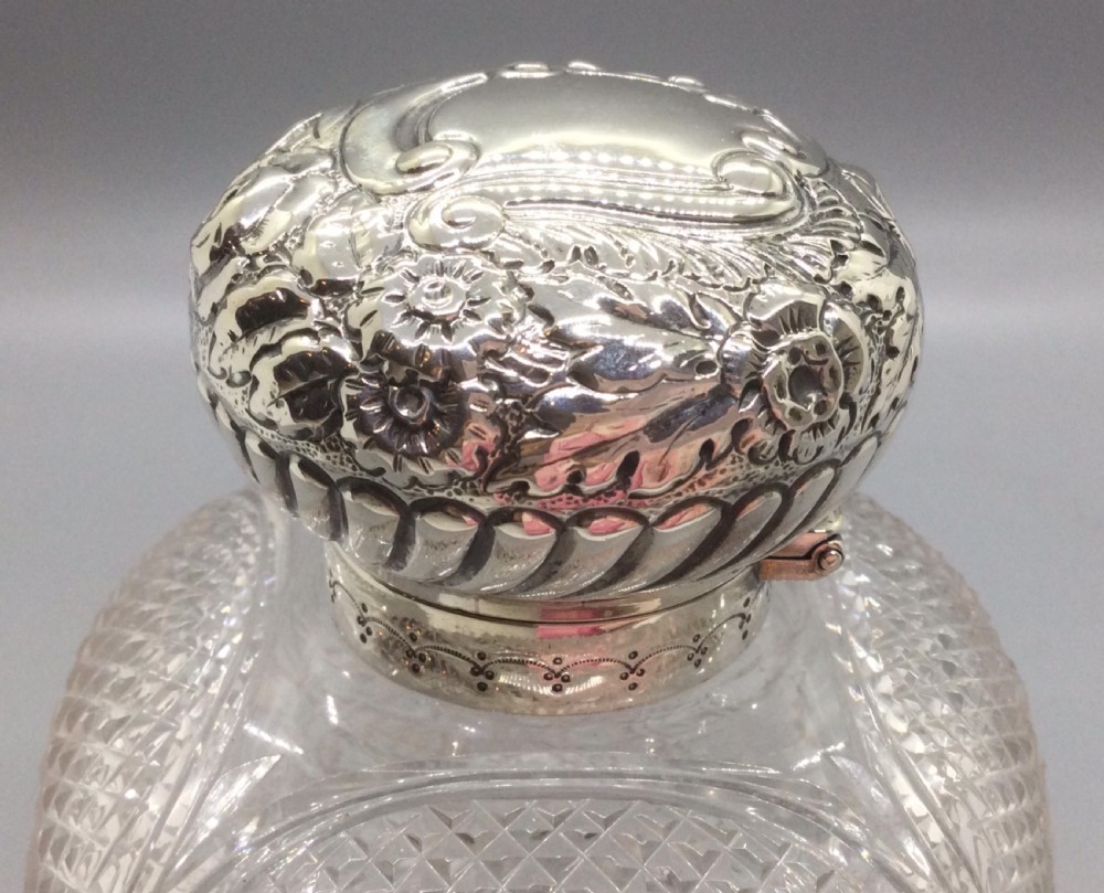 Late Victorian Silver mounted square scent bottle Birmingham 1889 View VIII