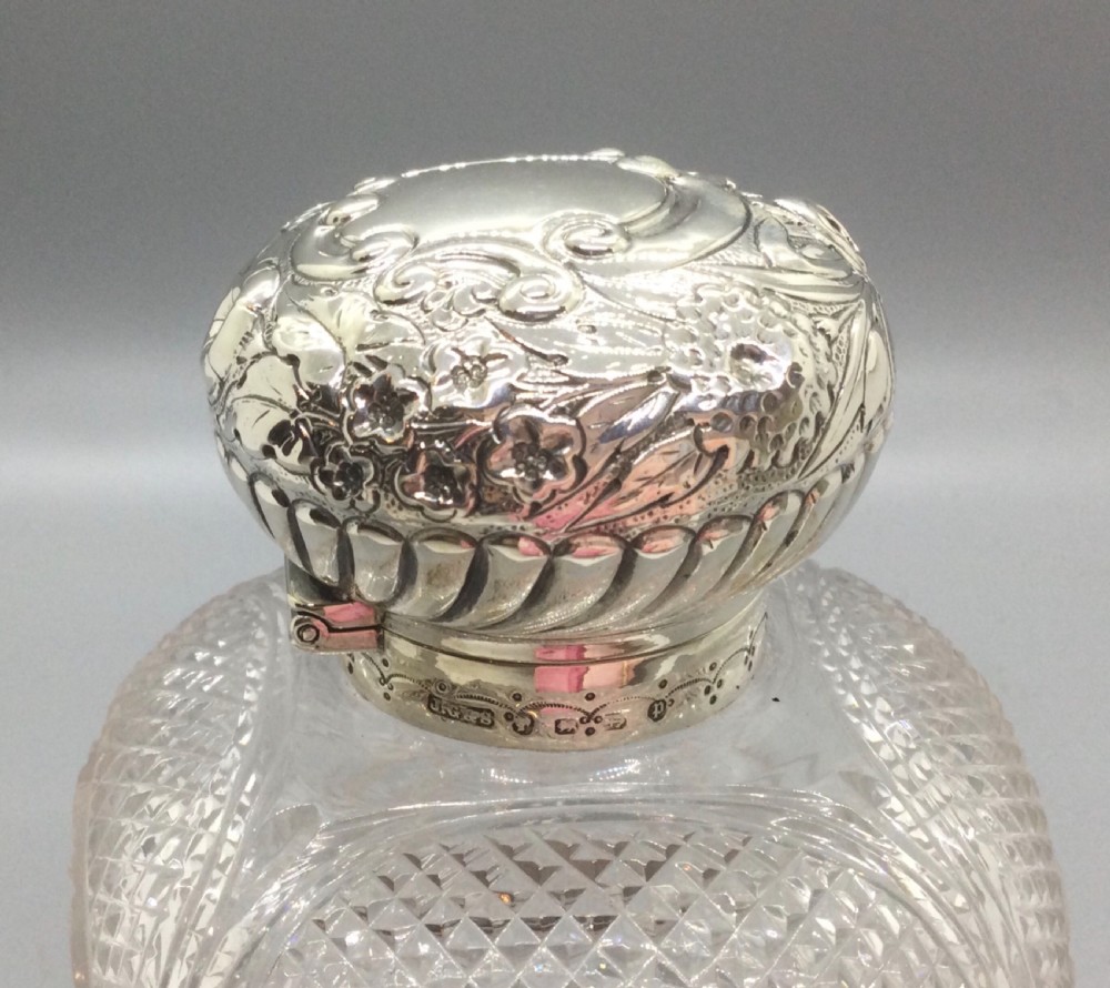 Late Victorian Silver mounted square scent bottle Birmingham 1889 View IX