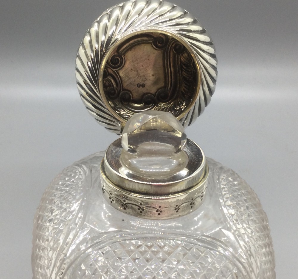 Late Victorian Silver mounted square scent bottle Birmingham 1889 View X