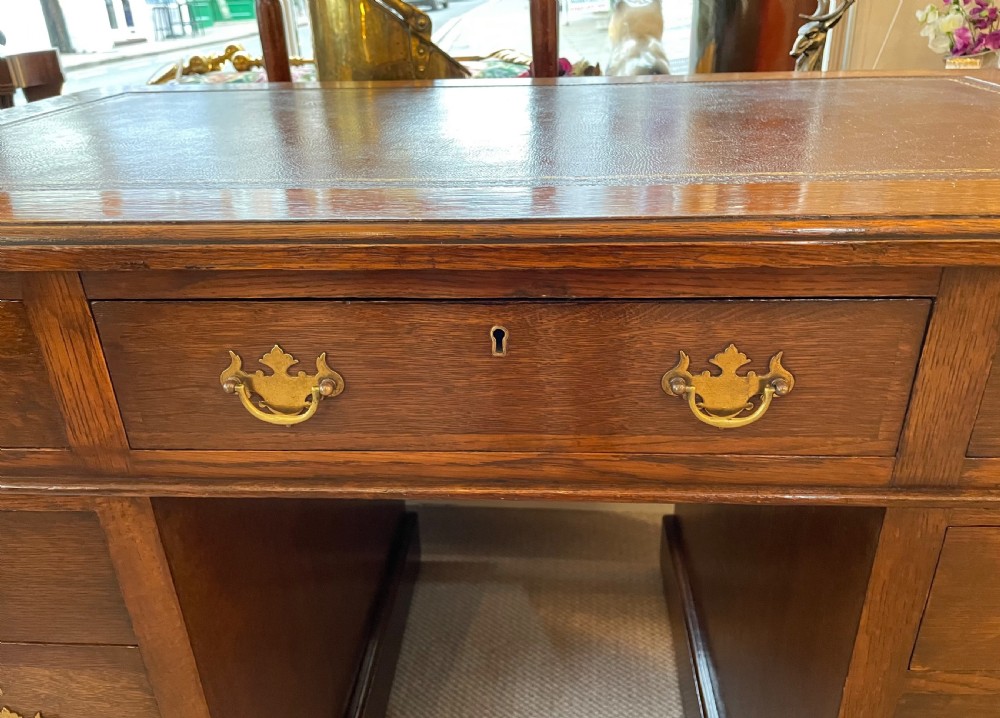 Edwardian oak pedestal desk c1900 View VIII