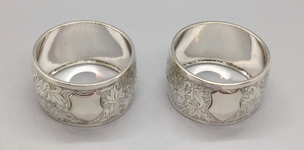 Victorian pair of silver napkin rings Sheffield 1889 View IV