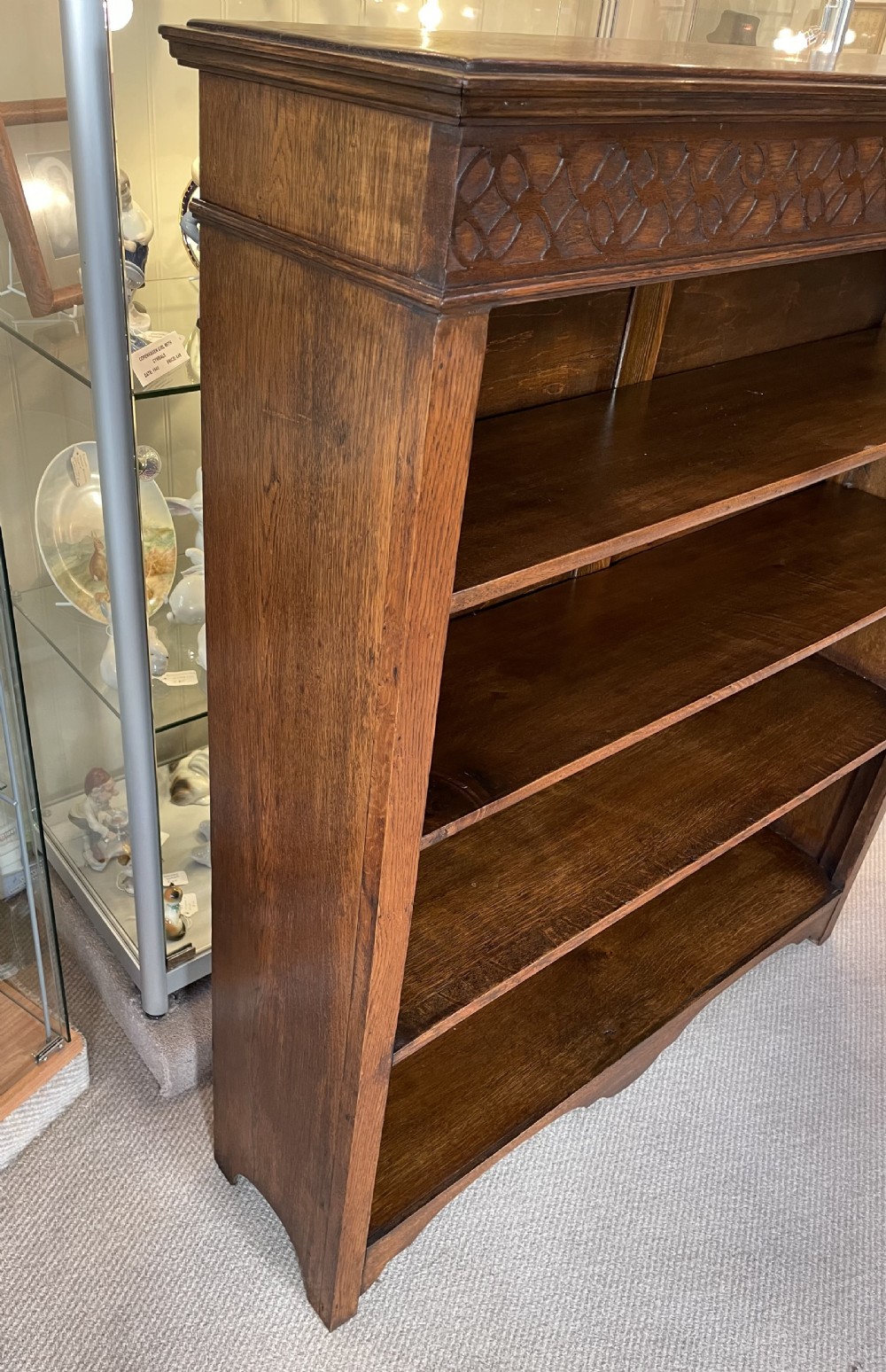 Edwardian oak adjustable bookcase 1910 View III