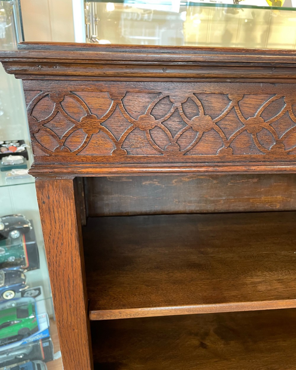 Edwardian oak adjustable bookcase 1910 View VI