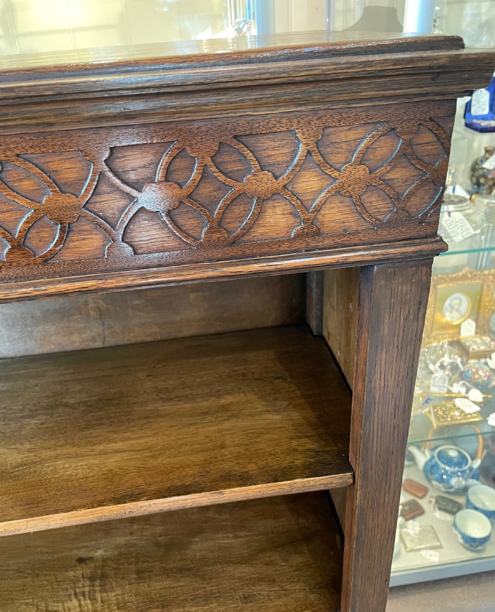 Edwardian oak adjustable bookcase 1910 View VIII