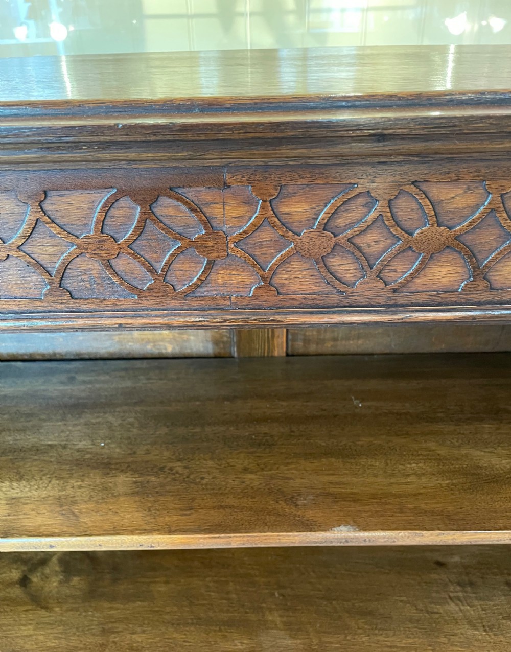 Edwardian oak adjustable bookcase 1910 View IX