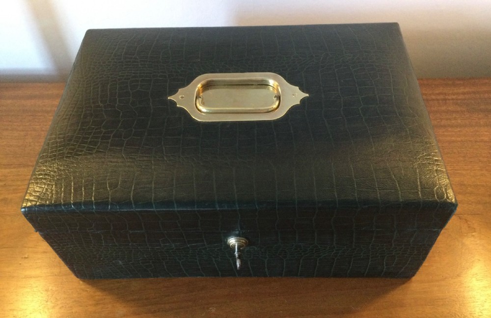Edwardian crocodile leather documents box c1910