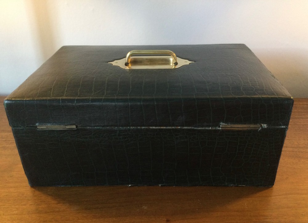 Edwardian crocodile leather documents box c1910 View V