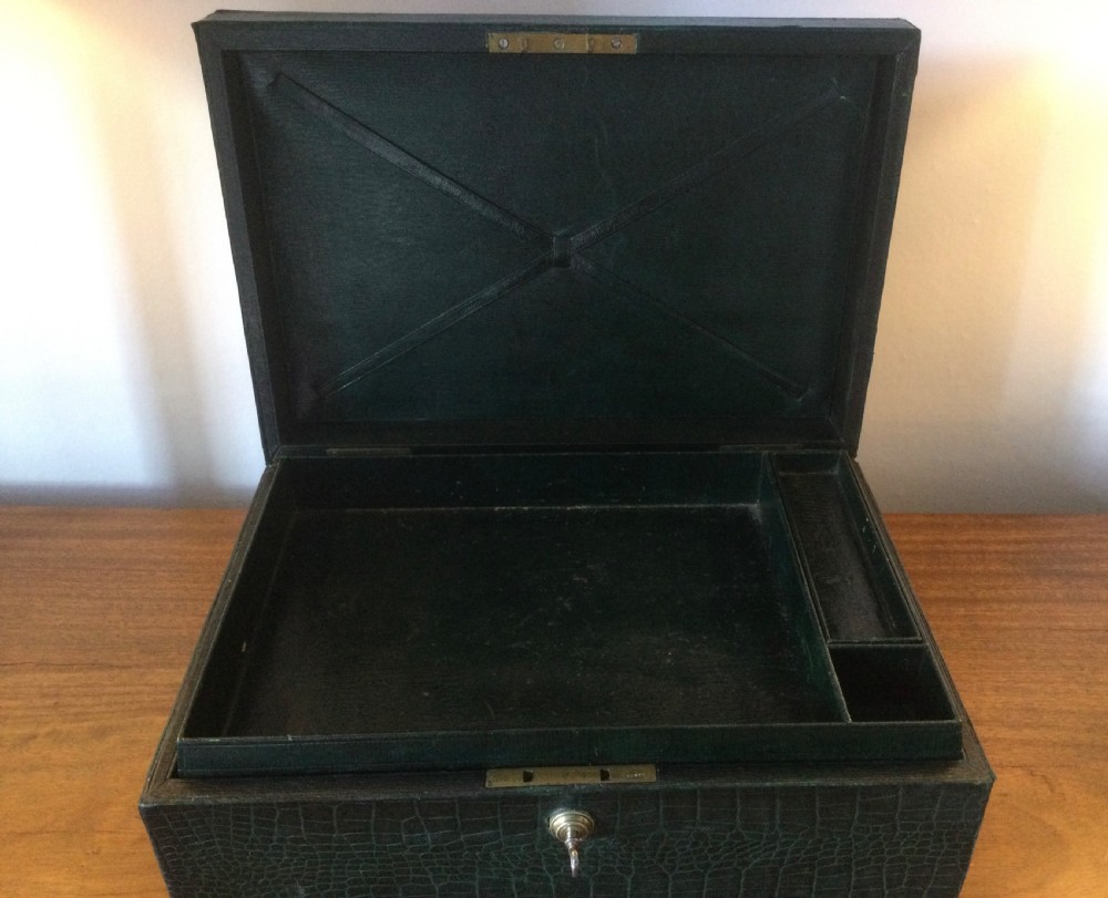 Edwardian crocodile leather documents box c1910 View VII
