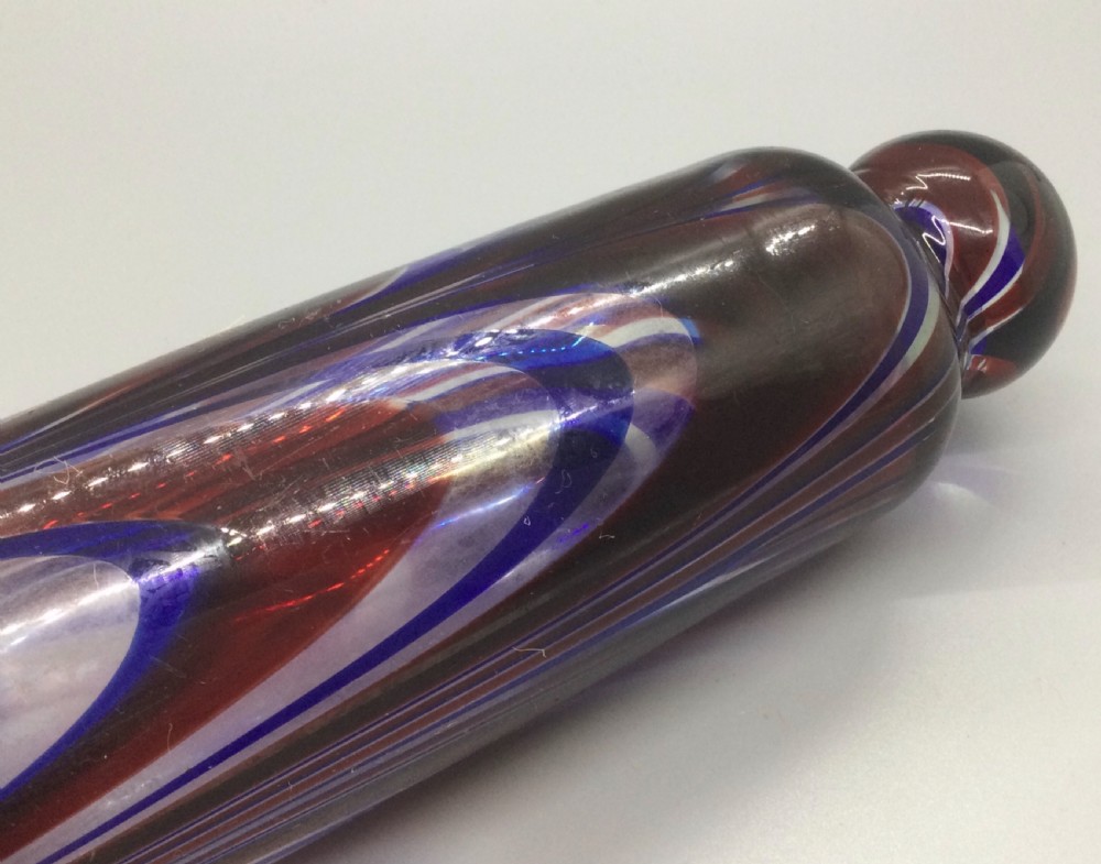 19thc Bristol Nailsea Victorian glass rolling pin c1840 View IV
