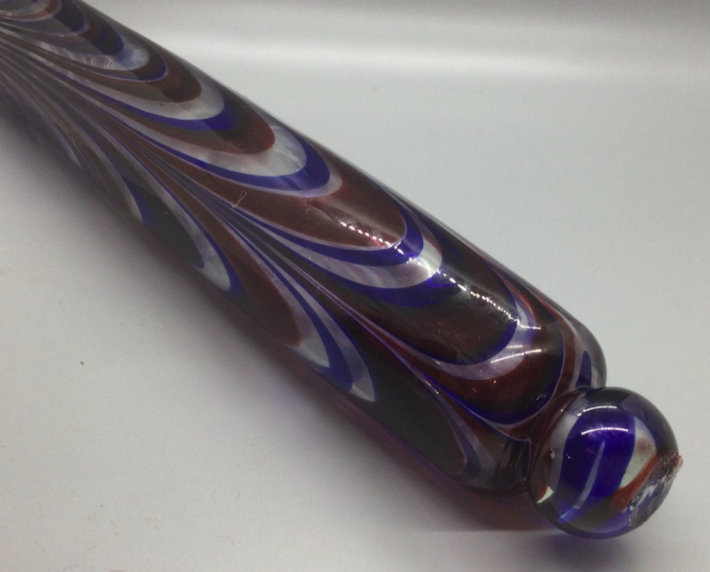 19thc Bristol Nailsea Victorian glass rolling pin c1840 View VII