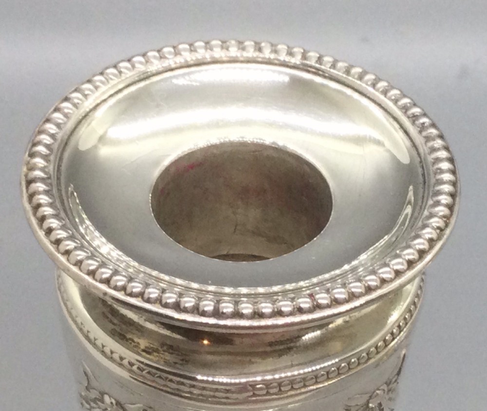 Fine Edwardian pair silver dwarf candlesticks Sheffield 1903  View XIII