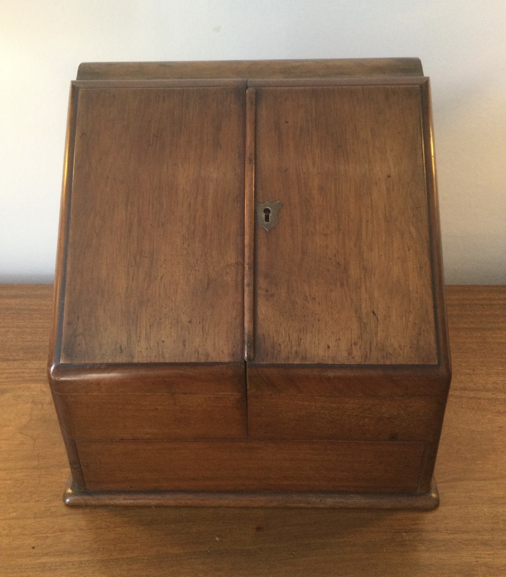 Victorian walnut upright stationery cabinet box c1880
