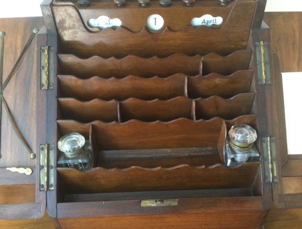 Victorian walnut upright stationery cabinet box c1880 View IV