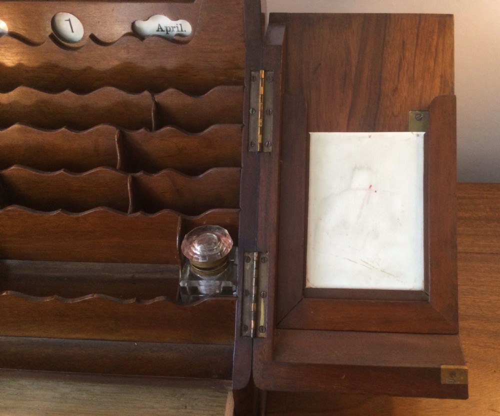 Victorian walnut upright stationery cabinet box c1880 View VI