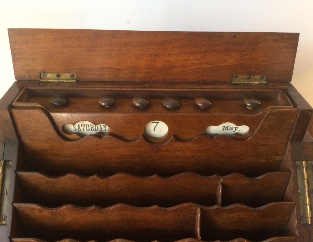 Victorian walnut upright stationery cabinet box c1880 View IX