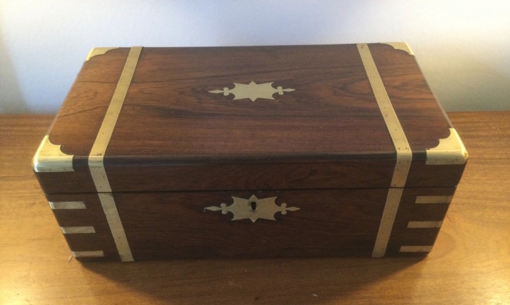 Mid 19thC brass bound rosewood writing slope box c1840 View II
