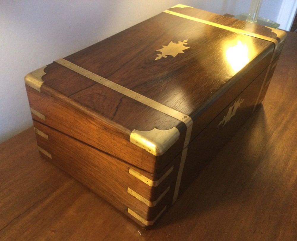 Mid 19thC brass bound rosewood writing slope box c1840 View III