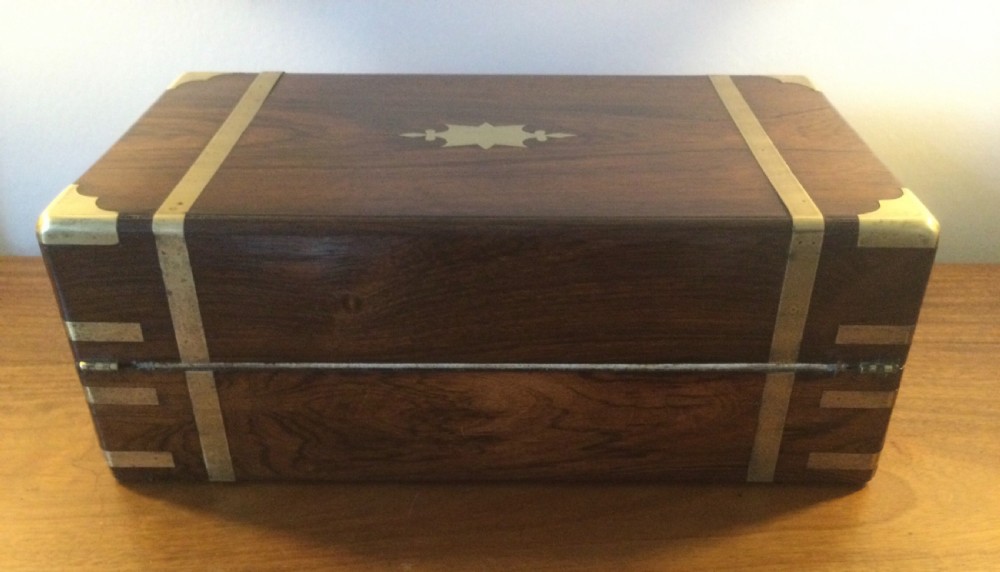 Mid 19thC brass bound rosewood writing slope box c1840 View IV