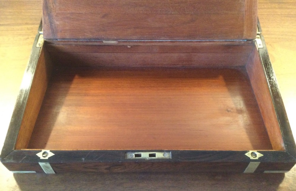 Mid 19thC brass bound rosewood writing slope box c1840 View VIII
