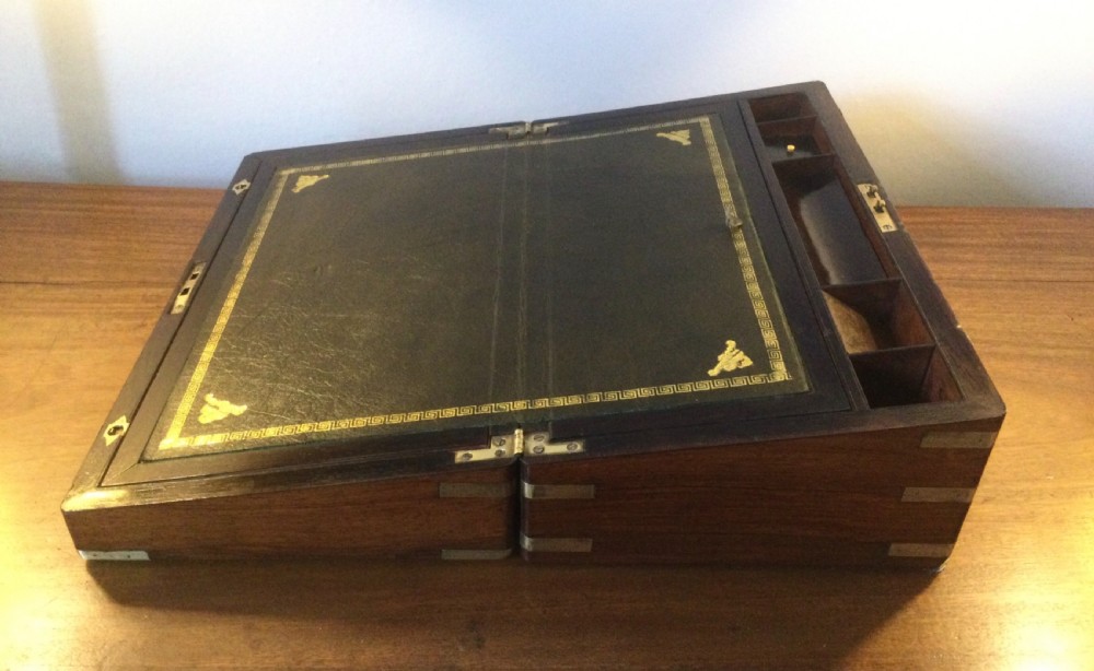 Mid 19thC brass bound rosewood writing slope box c1840 View XIV