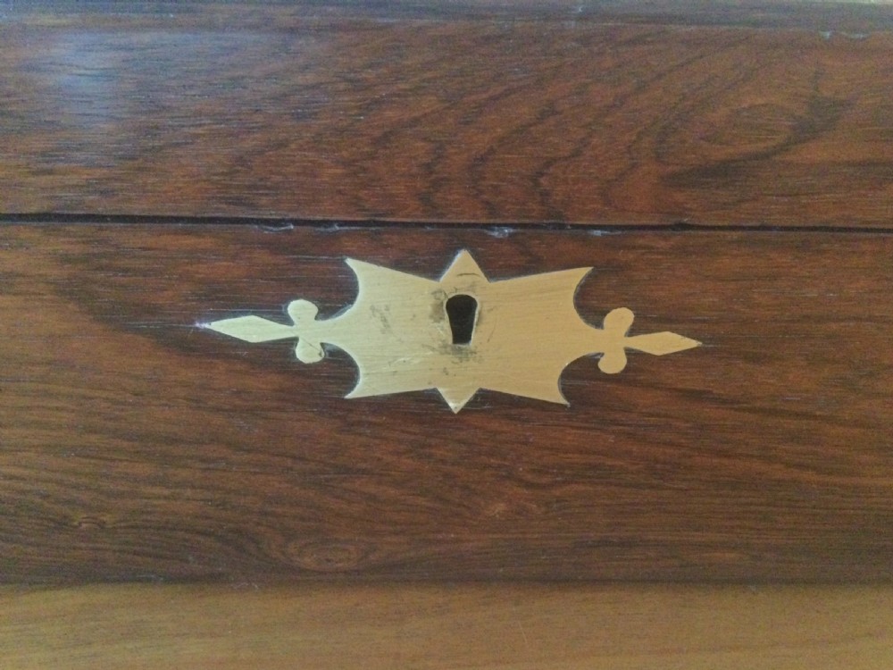 Mid 19thC brass bound rosewood writing slope box c1840 View XV