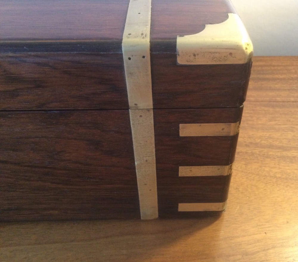 Mid 19thC brass bound rosewood writing slope box c1840 View XVI
