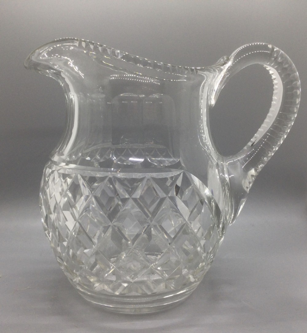 Edwardian cut lead crystal jug c1910