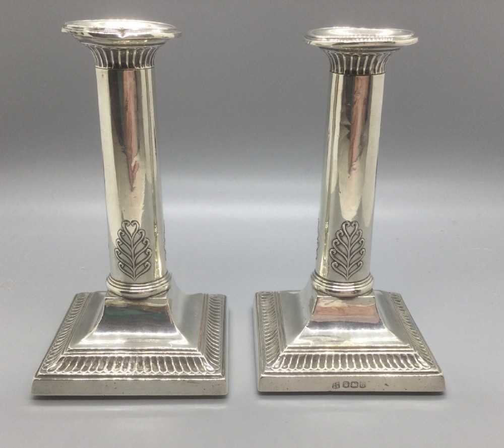 Geo V pair silver candlestick s Sheffield 1921 