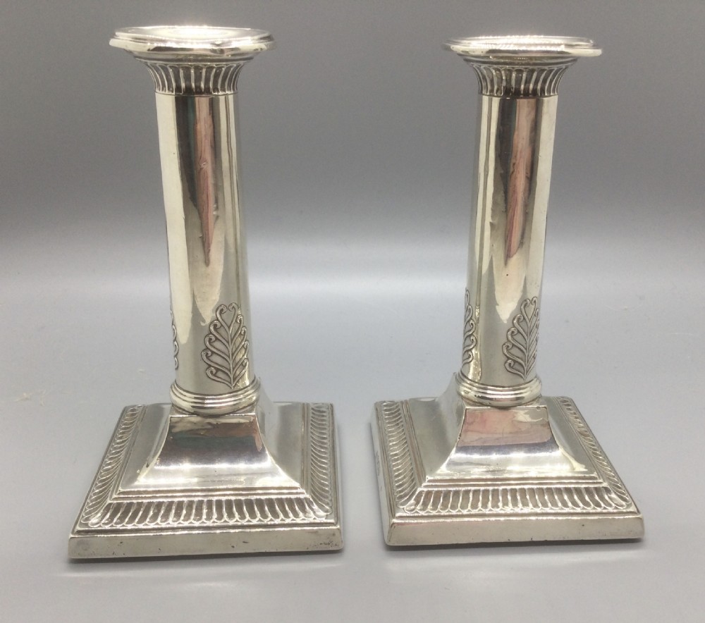 Geo V pair silver candlestick s Sheffield 1921  View II