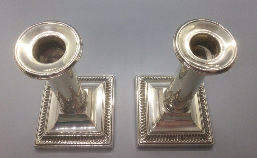 Geo V pair silver candlestick s Sheffield 1921  View V
