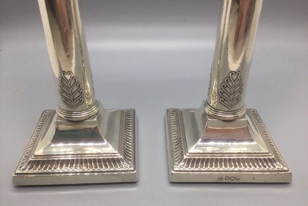 Geo V pair silver candlestick s Sheffield 1921  View VII