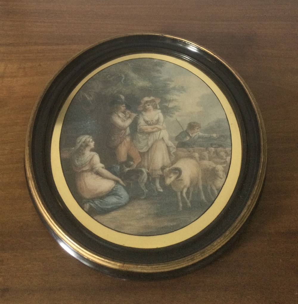 Late 18thc stipple engraving Evening c1790