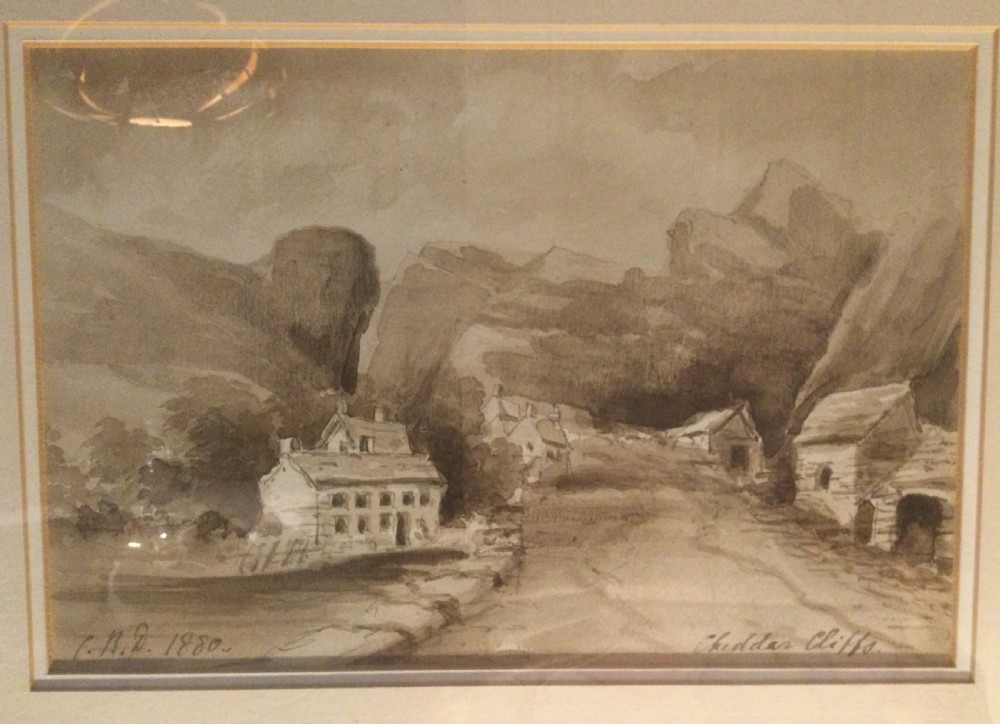 Late 19thC watercolour of Cheddar Cliffs dated 1880 View IV