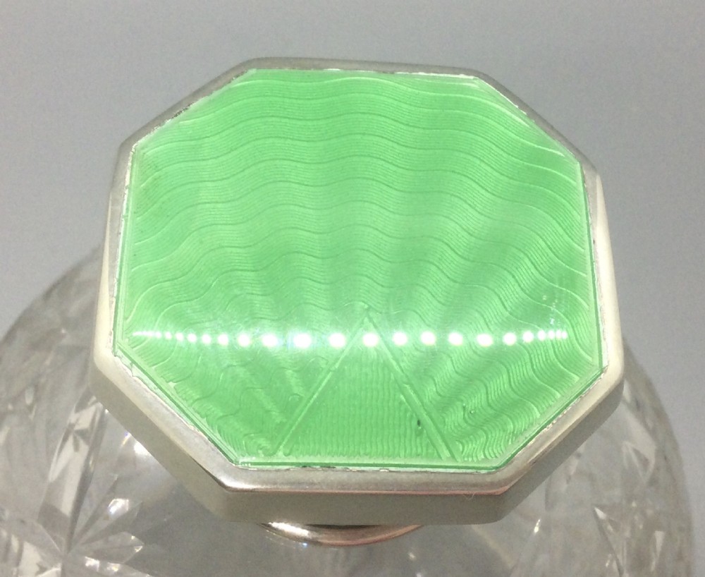 Art Deco style silver enamel mounted scent bottle London 1945 View III