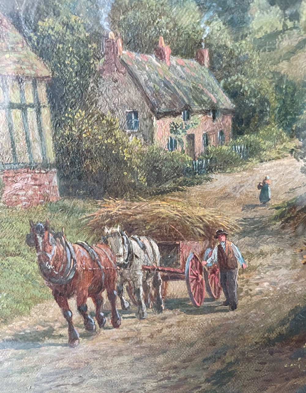 Mid 19thC landscape oil painting signed R HAYES View VI