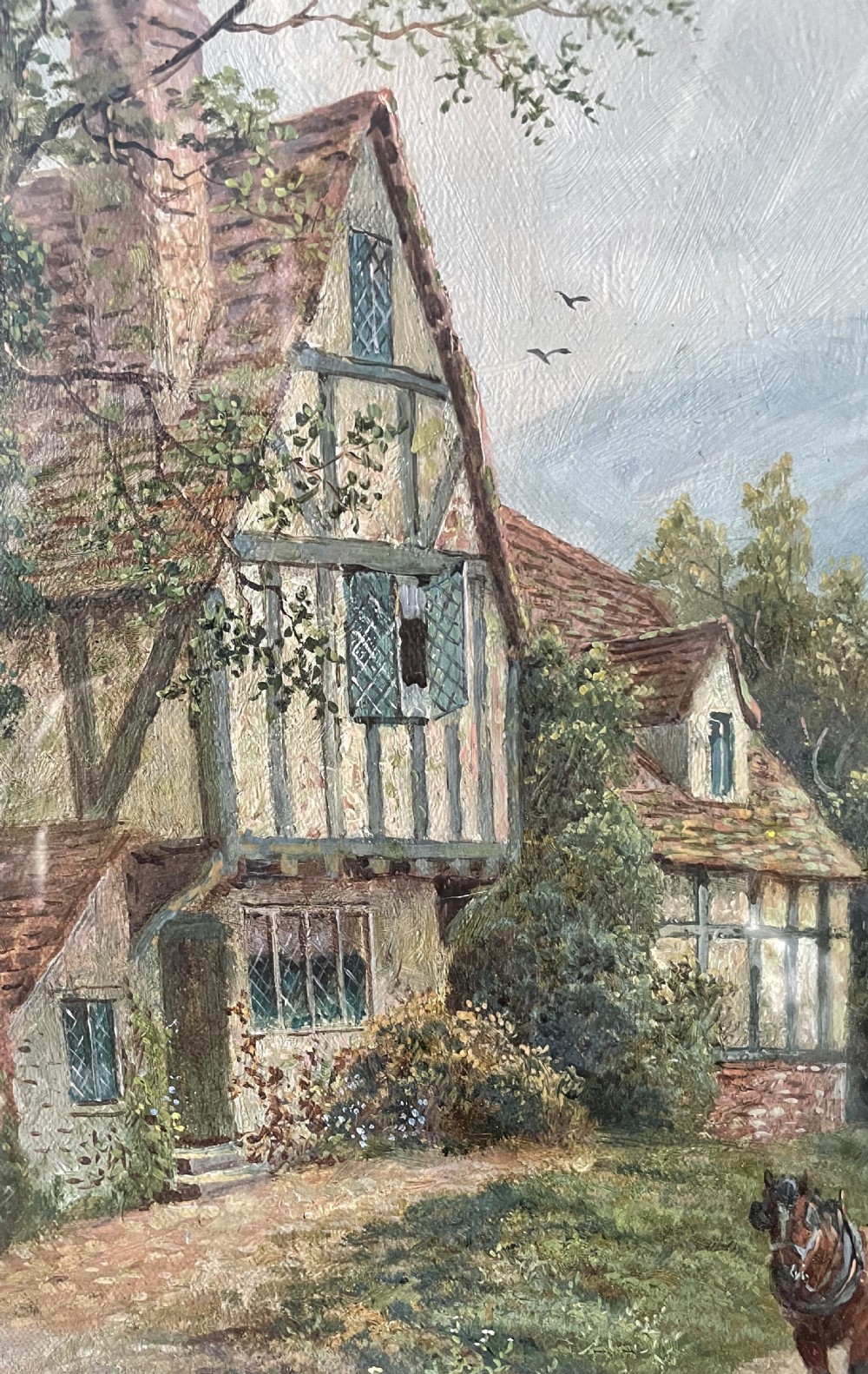 Mid 19thC landscape oil painting signed R HAYES View VIII