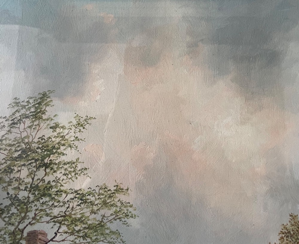 Mid 19thC landscape oil painting signed R HAYES View X