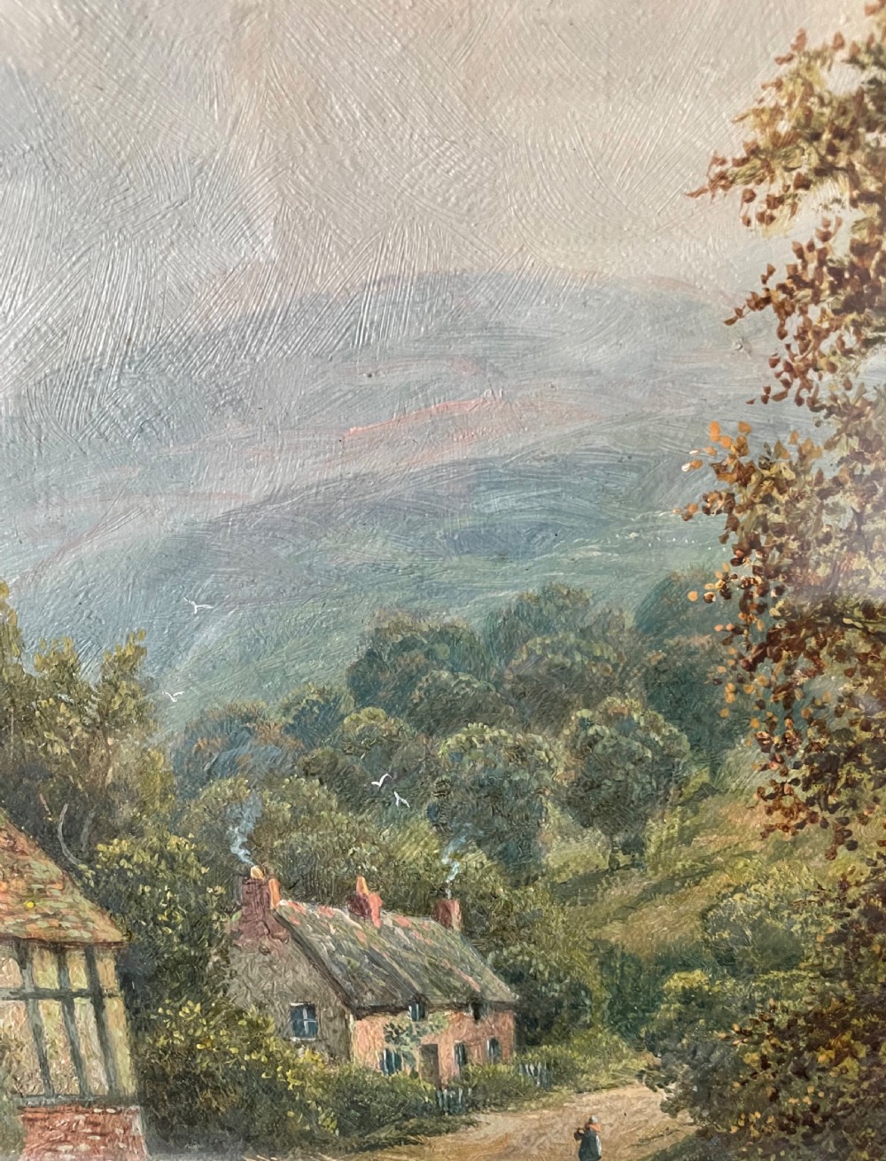 Mid 19thC landscape oil painting signed R HAYES View XII