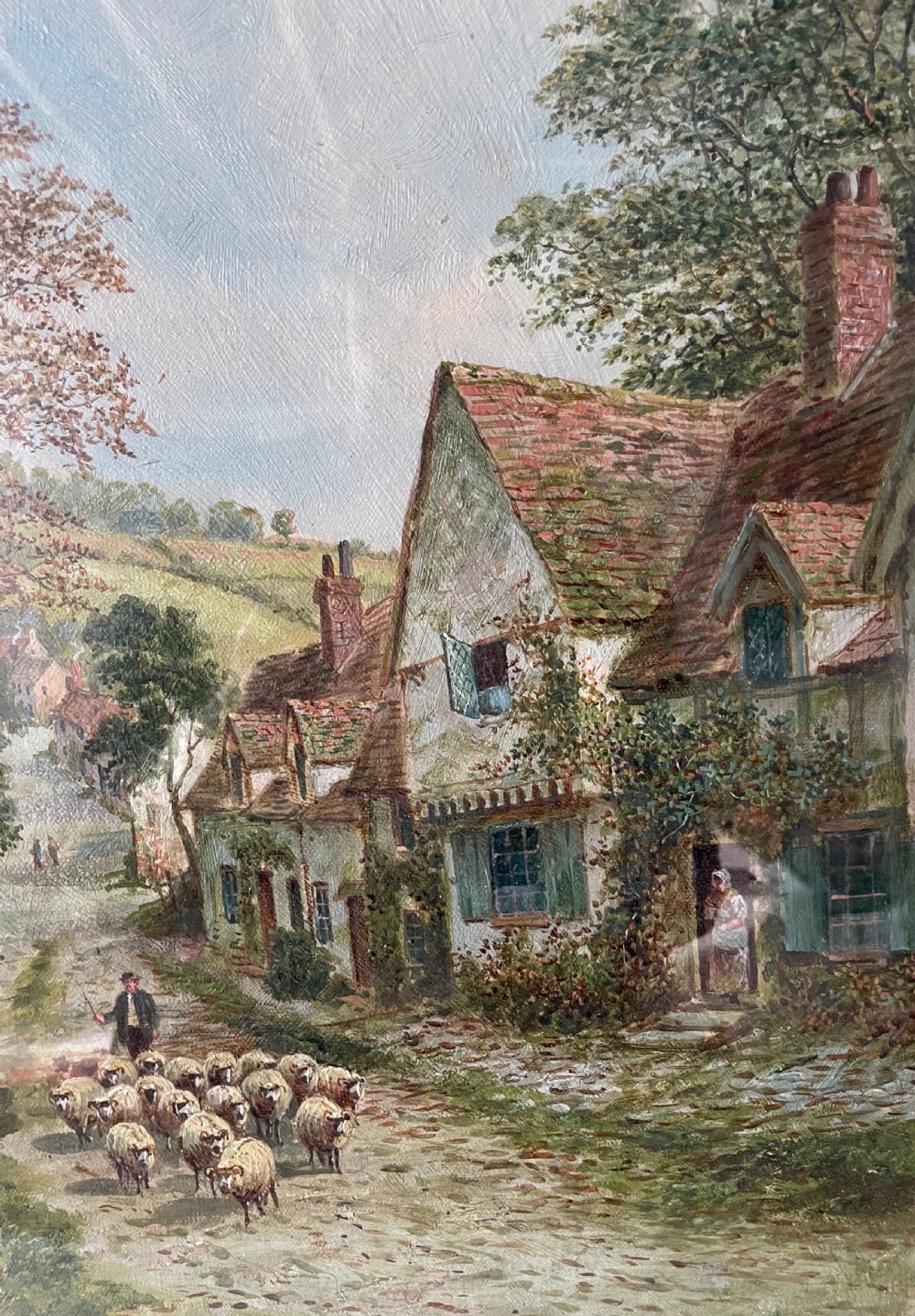Mid 19thC landscape oil painting signed R HAYES View IV