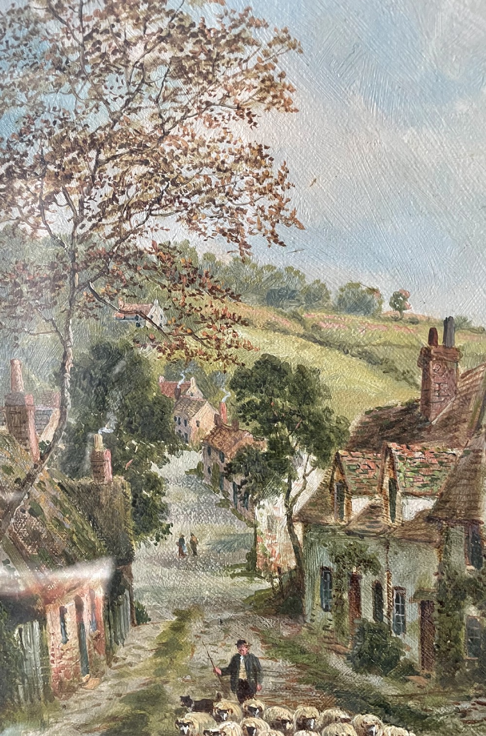Mid 19thC landscape oil painting signed R HAYES View VII