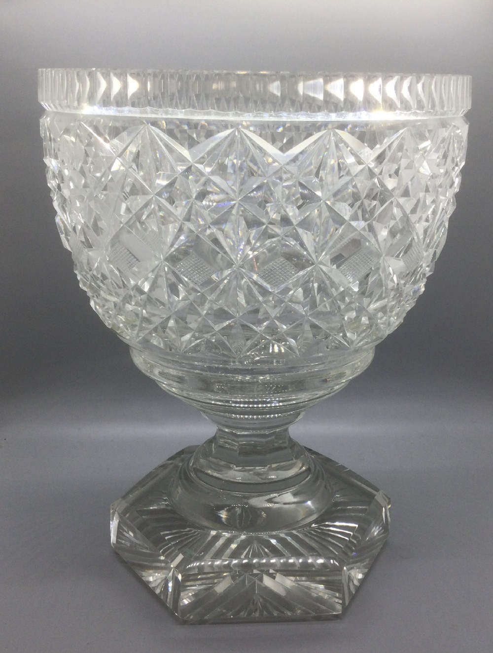 Large Edwardian cut lead crystal bowl c1900