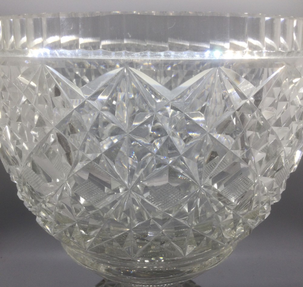Large Edwardian cut lead crystal bowl c1900 View V
