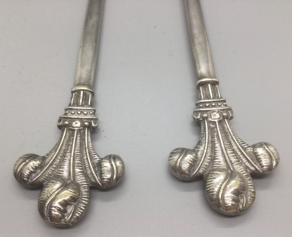 Pair of Victorian Prince of Wales feathers silver plate letter openers c1880 View X